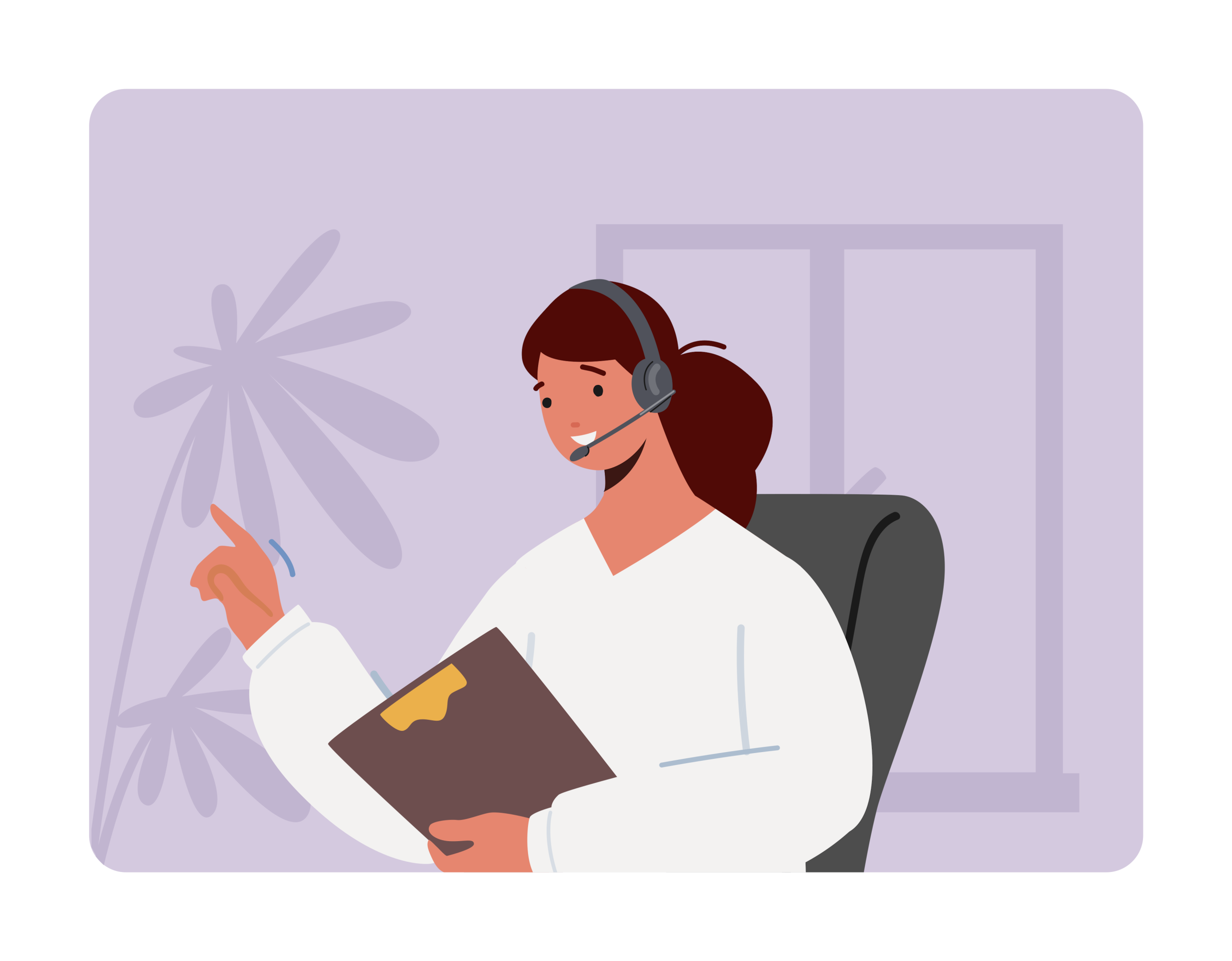 Cartoon illustration of a counselor on the 988 Lifeline.